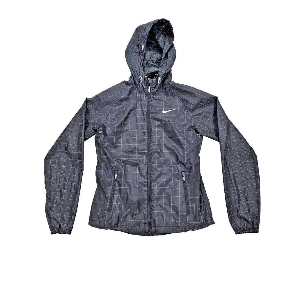 Nike Flicker Flash Hurricane Running Jacket 588654-010 Womens‎ S Windowpane EUC